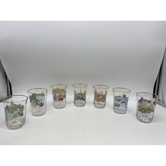 Anthropologie Holiday In The City Juice Glass Drinking Glasses 2024 Full Set - Picture 6 of 16
